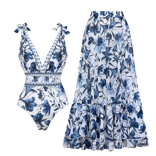 Blue Bloom Set – Badpak & Rok
